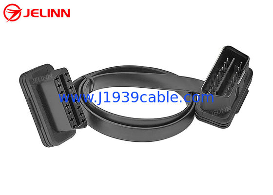 OBD2 OBDII 16 Pinの女性延長フラット ケーブルへのJ1962直角の男性