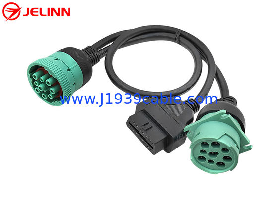 J1939 9 ピンからOBD 2 OBD2 16 ピンスプリッターYケーブル 9Pin スプリッターワイヤハーネス トラックGPS
